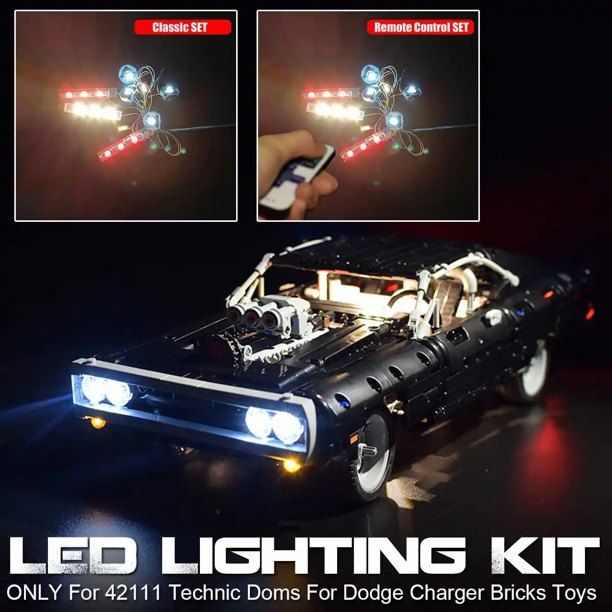 

LED Light Up Kit for 42111 Technic for Doms for Dodge Charger Car Bricks Toy (Model Not Included) Lighting Set