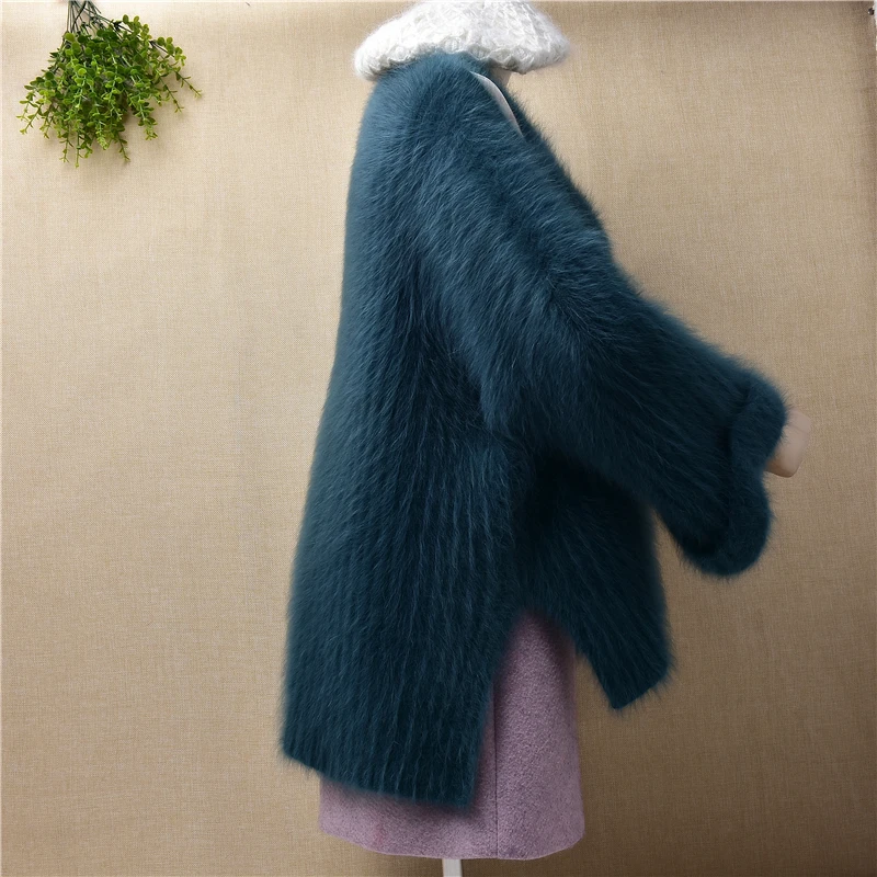 Плотный женский зимний теплый вязаный пуловер из норки и кашемира с рукавом три