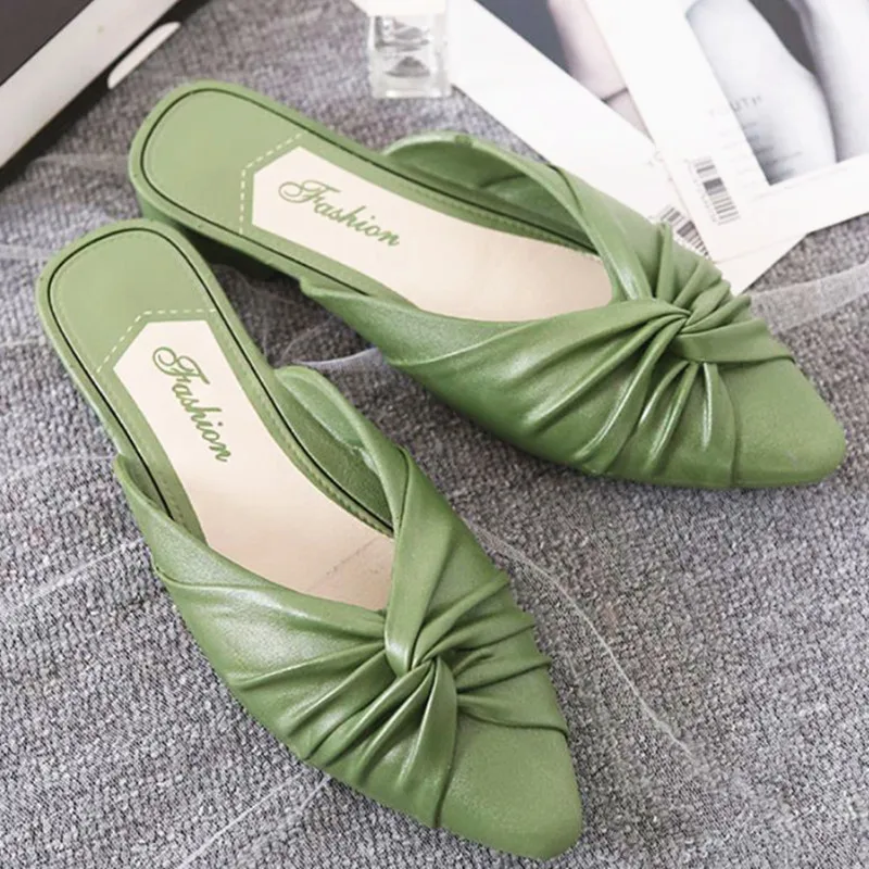 

Шлепанцы женские с заостренным носком, мягкие и удобные сандалии на плоской подошве, без застежки, Уличная обувь, 2021