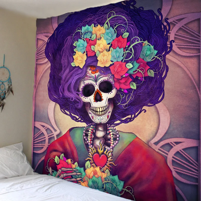 

Witch Tapestry psychedelic skull wall hanging blanket bedroom backdrop large wall cloth