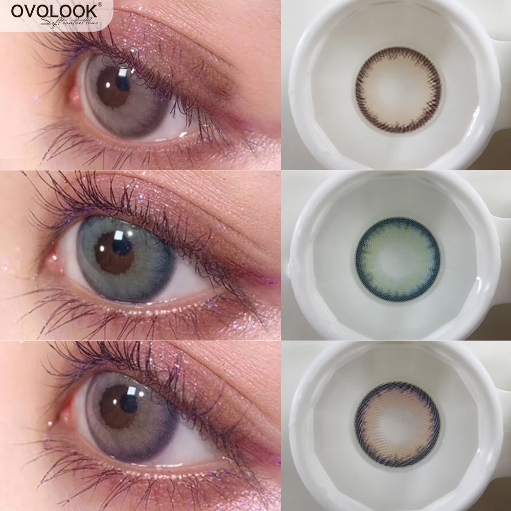 

OVOLOOK-2pcs/pair Natural Lenses 3 Tone Monica Series Contact Lenses Colored Lenses for Eyes Eye Contacts Yearly Use(DIA:14.5mm)