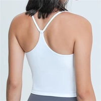 nepoagym emotion buttery soft women workout crop tank bras with y strappy back longline gym top with removable padding
