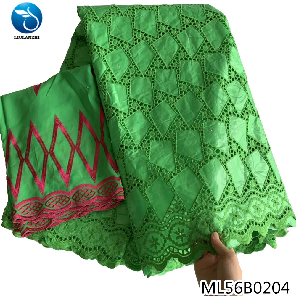 

LIULANZHI 2020 New Design African Riche FabricRed Bazin Lace Fabrics Matching chiffon lace scarf (2 yards) Bazin Riche ML56B02