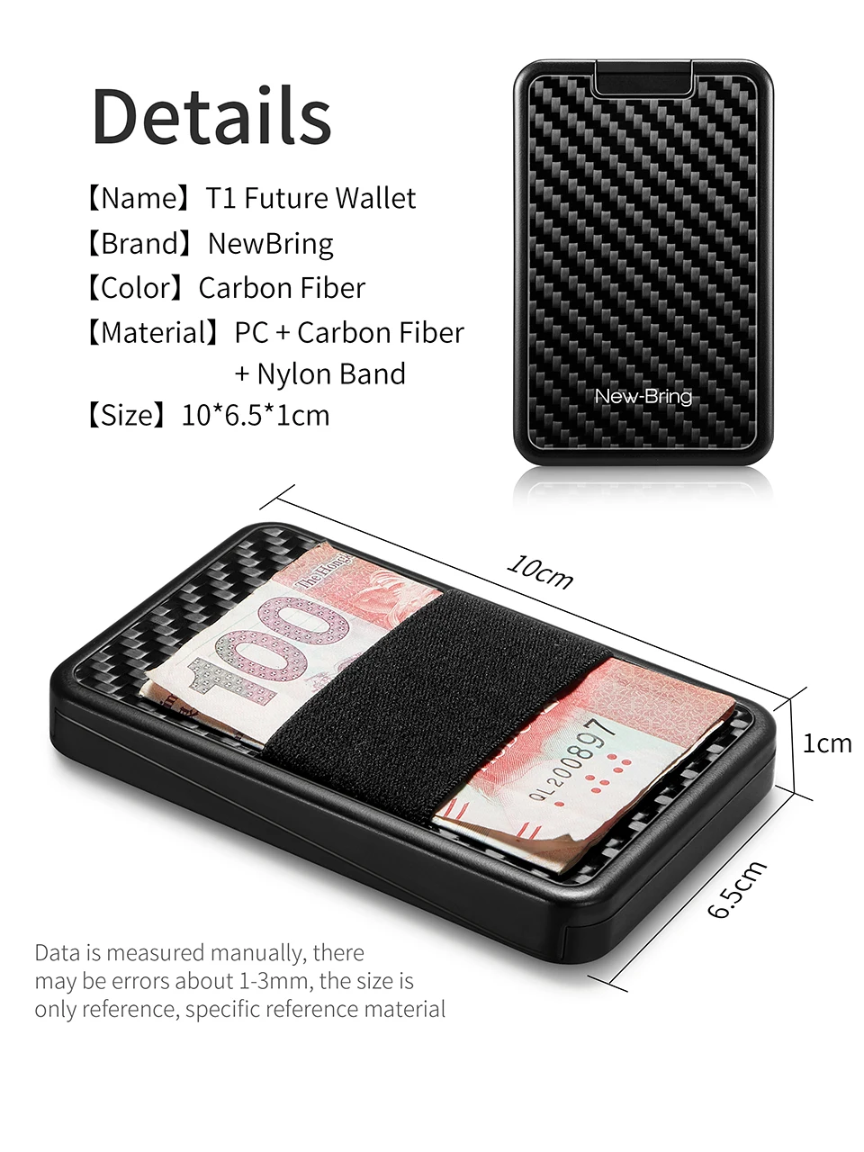 NewBring Slide Wallet RFID Блокировка углеродного волокна Кредитная ID держатель для карт для мужчин женщин мужской женский карта деньги минималистичный кошелек