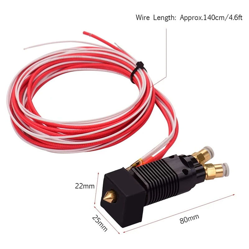2 в 1 из двойной Цвет металлические Hotend экструдер комплект с кабелем 0 4 мм латунная