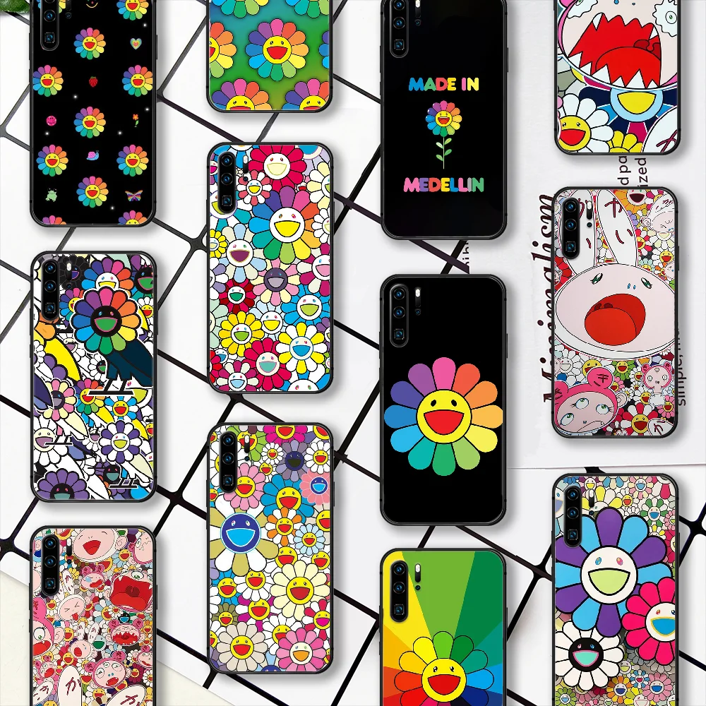 

Fashion Colorful Sun Flower Phone Case For Huawei P Mate Smart 10 20 30 40 Lite Z 2019 Pro black Bumper Luxury Etui Soft Shell