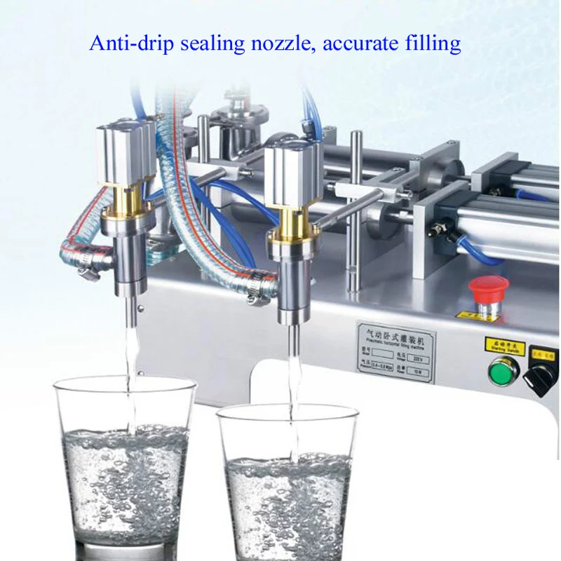 

Semi-automatic pneumatic liquid wine double-head filling machine stainless steel Piston beverage filler juice package