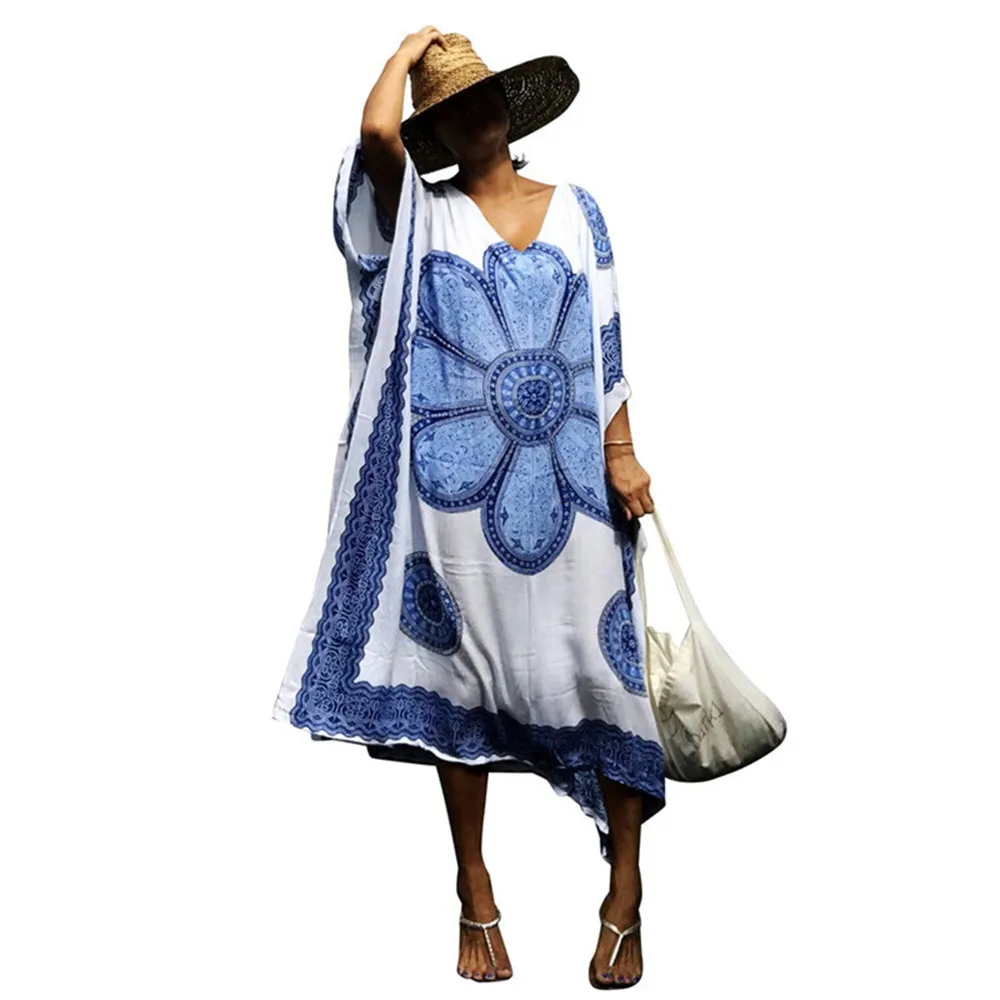2018 бикини накидка женское пляжное платье с цветочным принтом халат de Plage