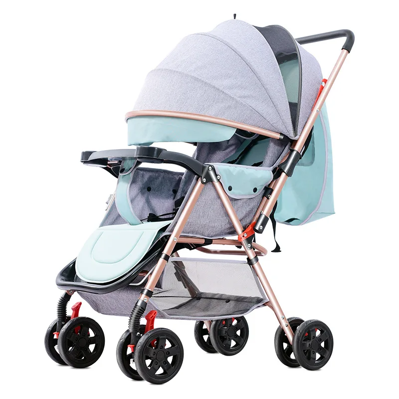 High Landscape Baby Stroller Can Sit and Fold Lightweight Travel  Baby Umbrella Car  Infant Carriage Fourwheel Stroller