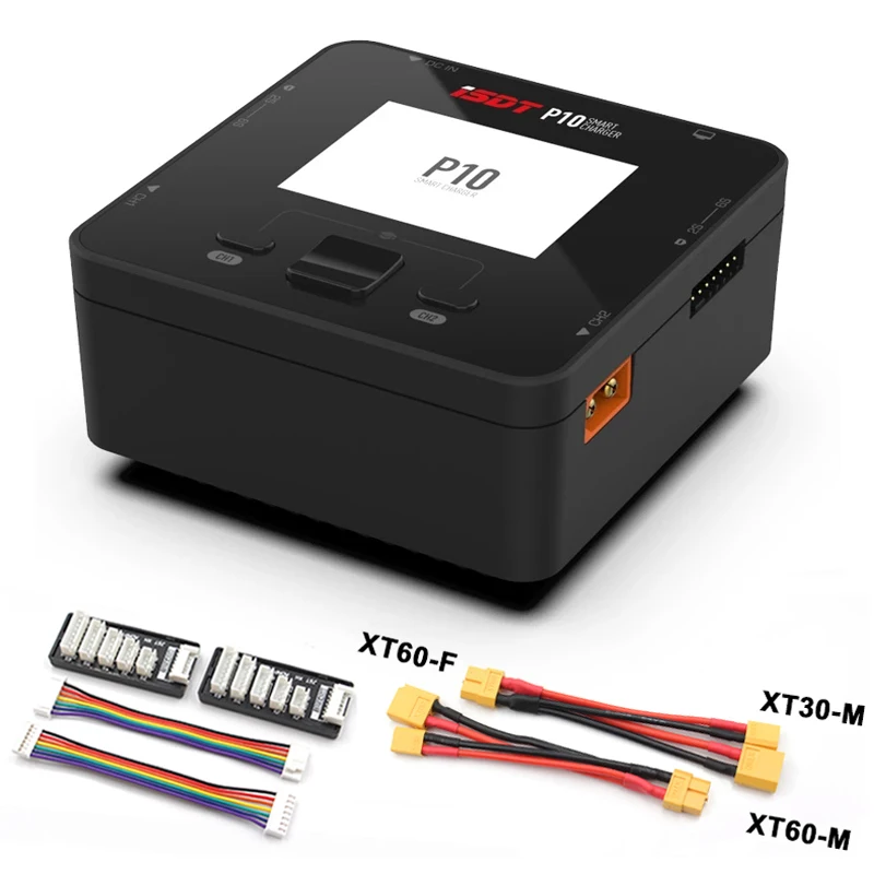 ISDT P10 Dual Channel 250WX2 10AX2 1-6S LiPo 10-30V  Smart Battery Balance Charger for Lilon LiPo LiHV NiMH Lipo RC Models Parts