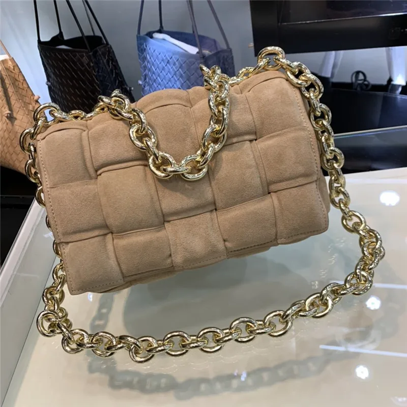 

Fashion Luxury Brand designer Style Weave Padded Cassette Crossbody Cowhide Leather Women Bag Handbag Chain Pillow