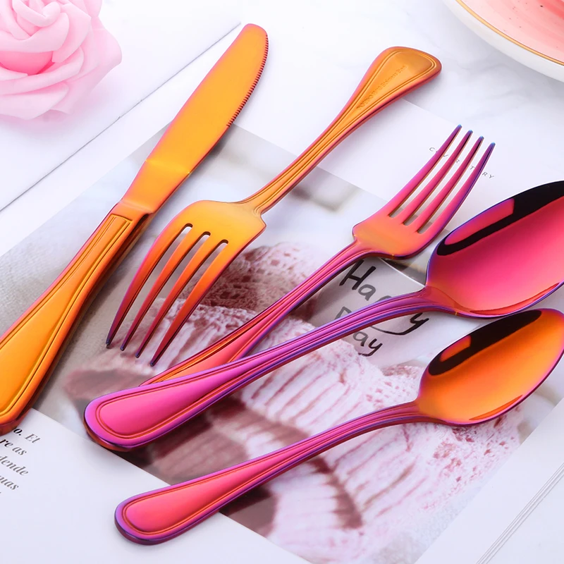 5 шт. набор столовых приборов в западном стиле уникальный Радужный красный