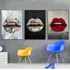 Женская Картина на холсте с изображением сексуальных губ, настенное искусство, розы и фото, современные настенные картины для гостиной, Декор