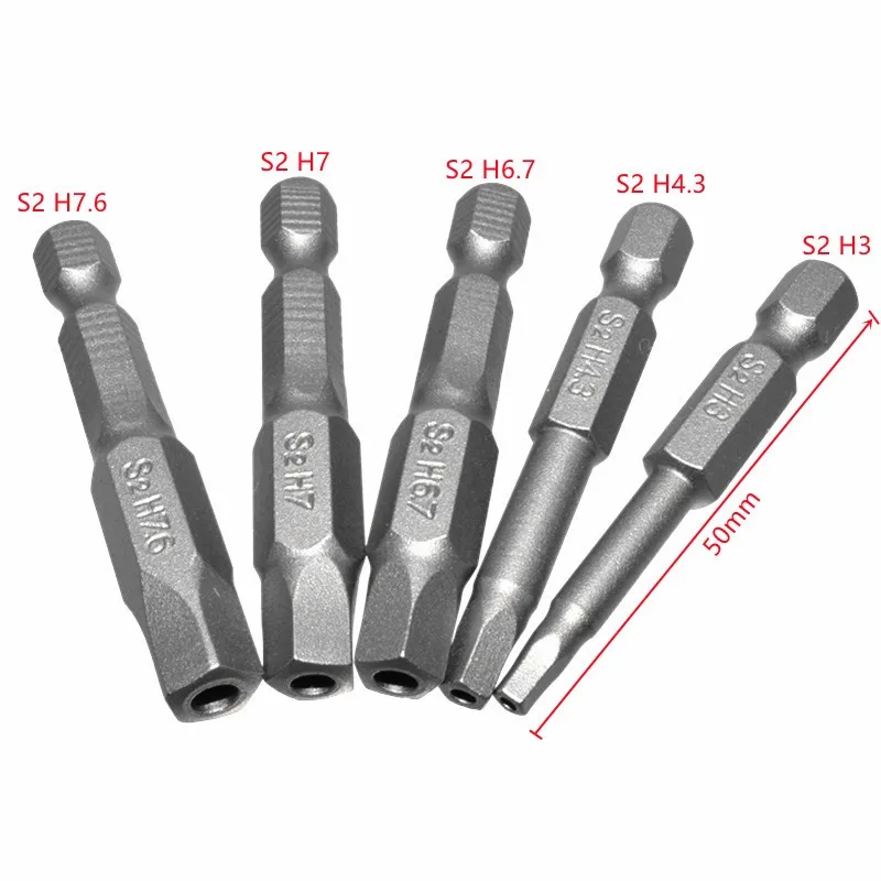 

5pcs S2 Torx Screwdriver Bit Set Pentagonal Hole Security Magnetic Head 50mm H3-H7.6 For Electric Screwdriver Drill