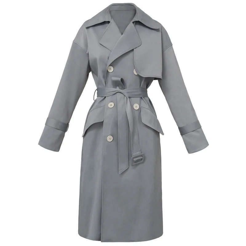 

Women's Windbreaker Solid Women's Autumn Coat Slim Casual Women's Long Trench Coat Sashes Button Women's Windbreaker 2021 Korean