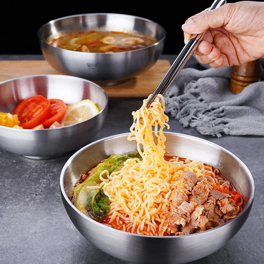 

Stainless Stee Metal Bowls Korean Ramen Noodle Soup Bowl Kitchen Restaurant Dinner Soup Rice Bowl Mixing Tableware For Salad