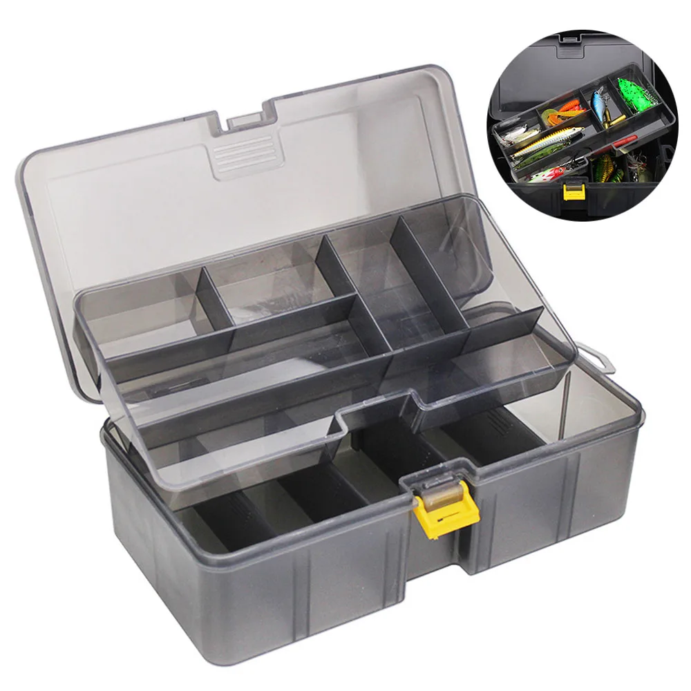

Doublex Layer Fishing Tackle Box Waterproof Bait Lure Hook Storage Box Fishing Accessories Plastic Storage Case 21.5*11*6.7cm