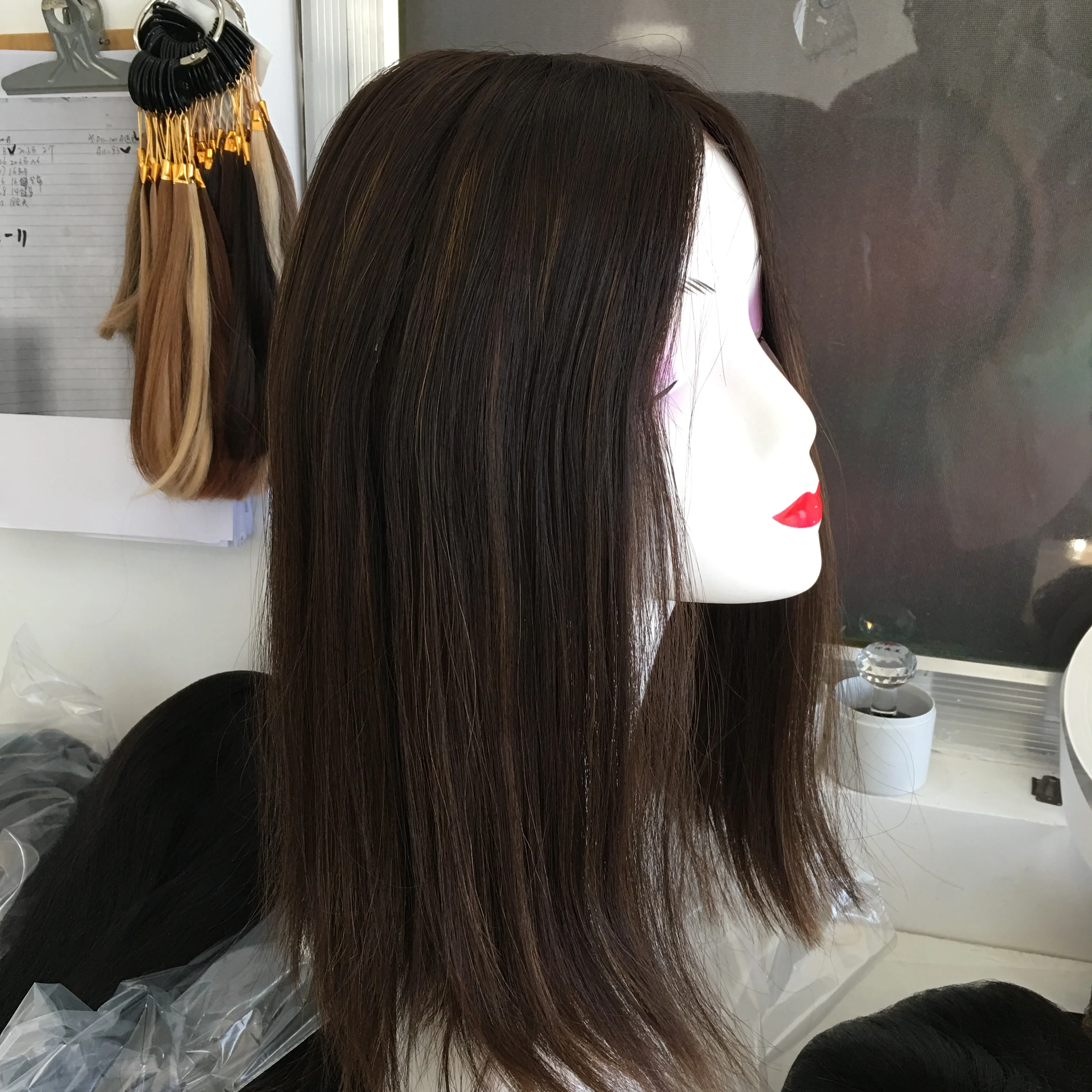 Передний кружевной парик в наличии Европейский девственный Кошерный из волос