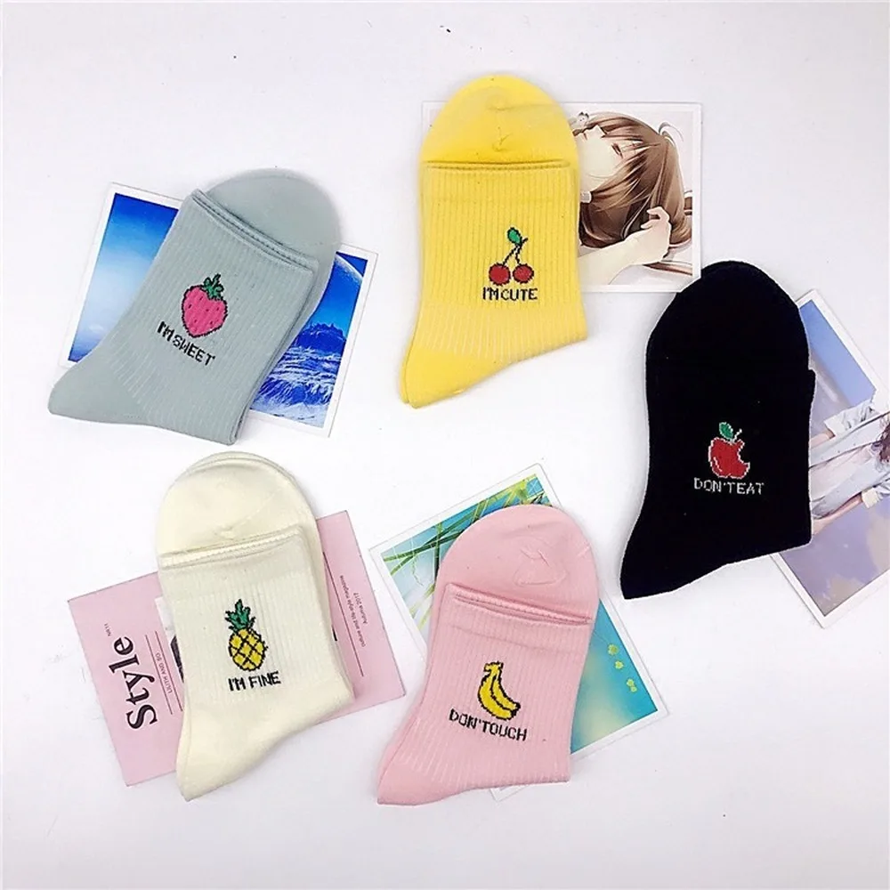 Женские носки японские милые кавайные Носки с рисунком фруктов женские