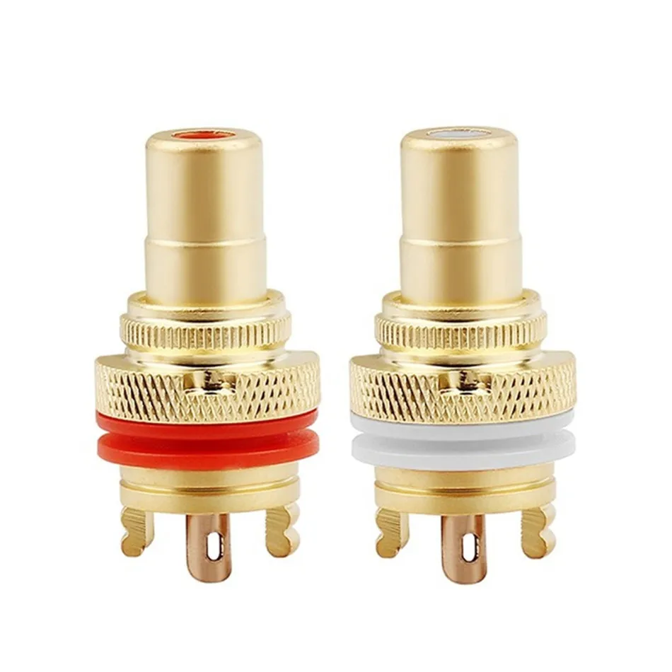 

Audio Jack RCA Female Connector Dumb/Bright/Copper/Rhodium Plated Terminal Socket Chassis HiFi Solder Speaker Connectors 32mm
