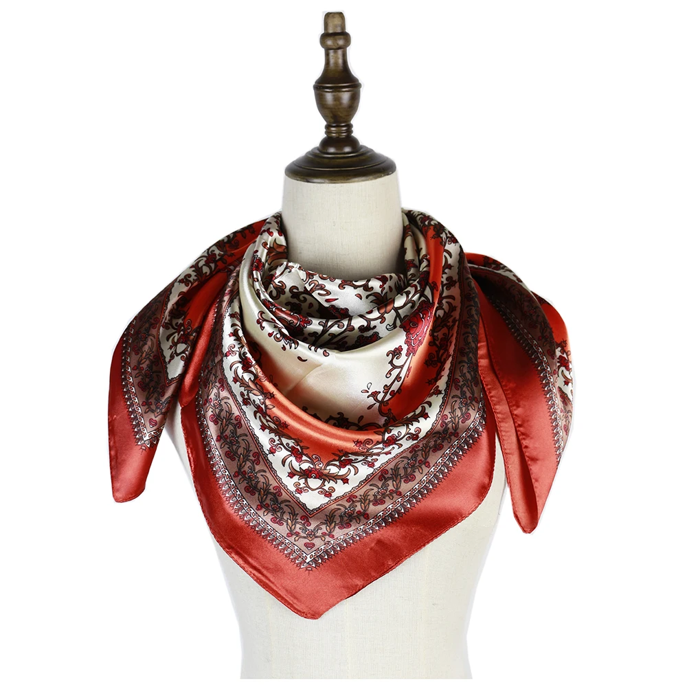 Квадратный шелковый шарф для женщин Роскошные женские шали хиджаба |
