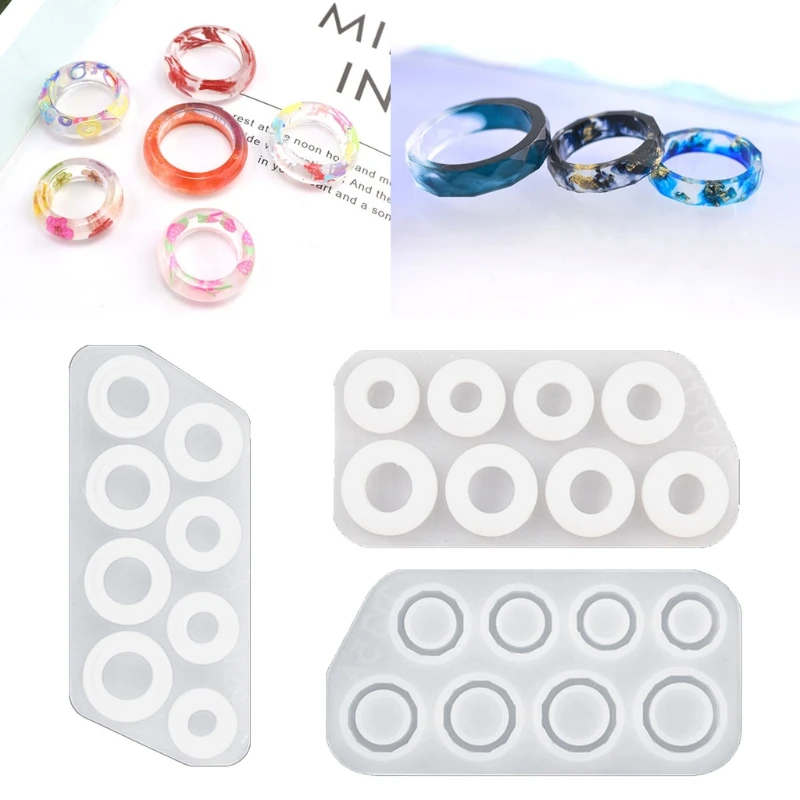 

Assorted Rings Crystal Epoxy Resin Mold Jewerly Ring Silicone Mould DIY Crafts Casting Tool U90F