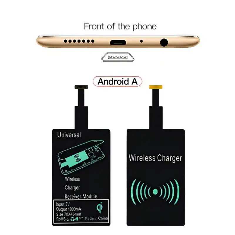 Беспроводной зарядный приемник QI стандарт Micro USB A B Type-C подходит для iPhone6S/7 Apple Samsung