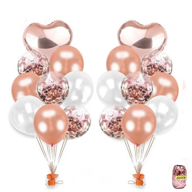 rose gold 21 шт., розовое золото, смешанные воздушные шары, украшения для свадьбы, дня рождения, девичника, для мальчиков и девочек, свадебные, девичник, вечерние, сделай сам, Настольные принадлежности - Цвет: rose gold