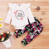 baby clothes girl newborn ruffle bodysuits floral leggings pants toddler infant clothes flower print outfits for babies girl set
