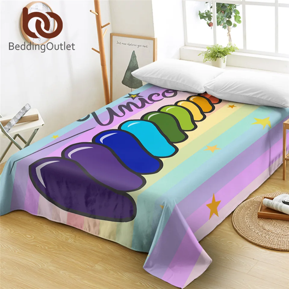 Постельные принадлежности Outlet Единорог плоский лист мультфильм покрывало