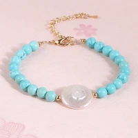 2021 new boho natural stone crystal beads freshwater baroque pearl charm bracelet for women girls handmade braided bracelets