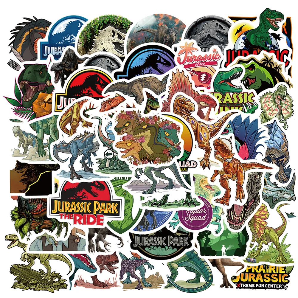 Pegatinas de pel&iacute;cula de Parque Jur&aacute;sico para ni&ntilde;os, pegatinas de dinosaurio de Ciencia Animal, juguetes para ni&ntilde;os, tazas, equipaje, monopat&iacute;n, port&aacute;til, DIY, 10/30/50 Uds.-0