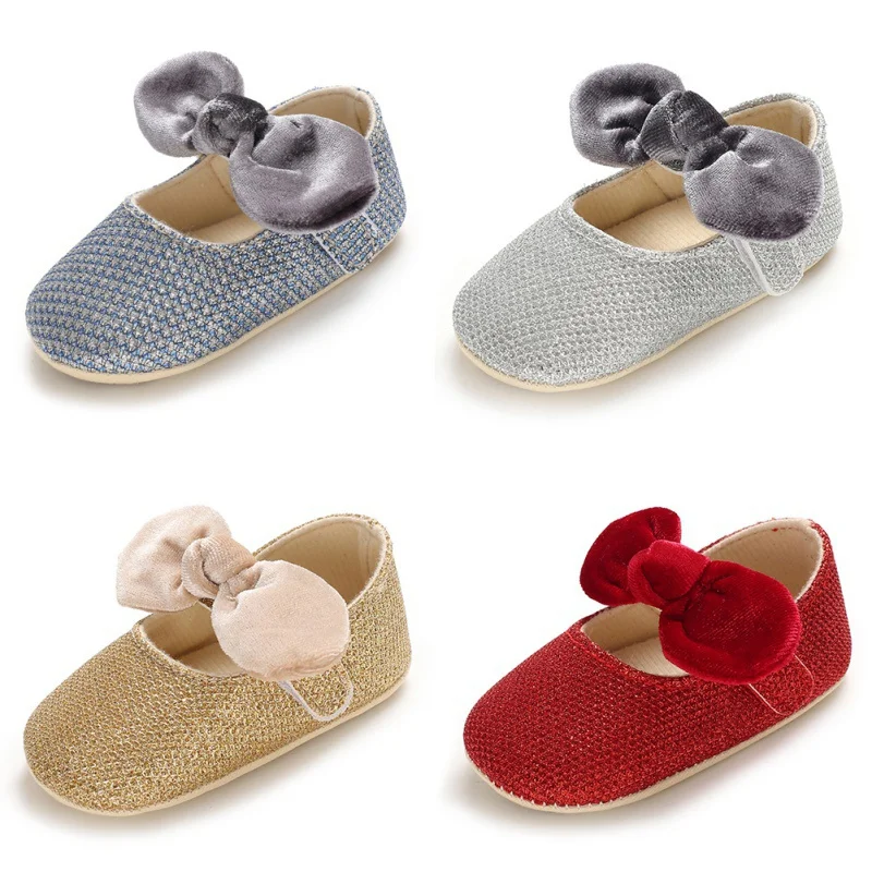 

Newborn Baby Toddler Girl Nylon First Walkers Soft Sole Prewalker Anti-slip Baby Shoes 0-18M