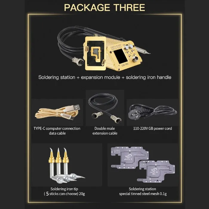 Package 3 WL HT007 ремонтная паяльная станция BGA материнская плата слоистая нагревательная паяльная станция для iphoneX/XS/XSMAX - Цвет: Package 3