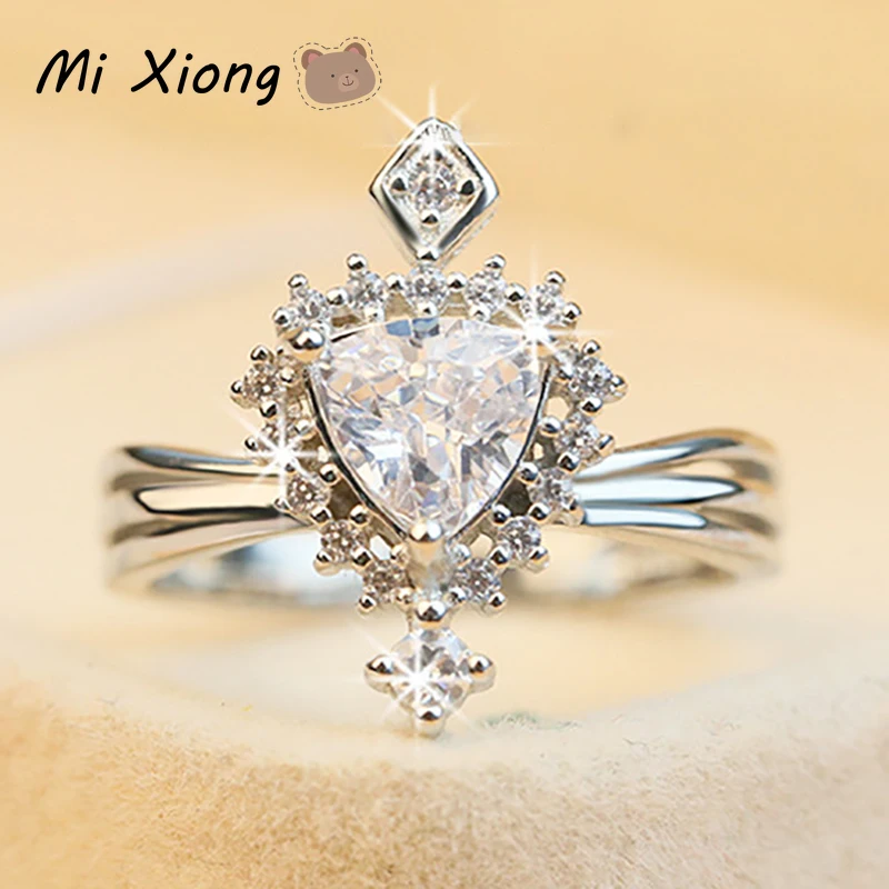 

Mi Xiong s925 sterling silver crown luxury carat crystal diamond ring shines charm ladies engagement gift brand jewelry