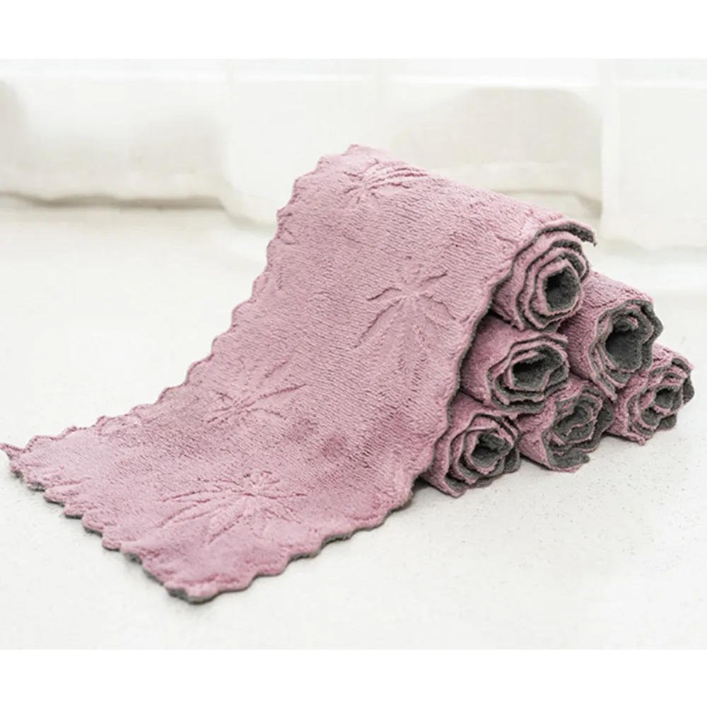 10 шт. впитывающее полотенце из микрофибры тряпка для мытья посуды кораллового