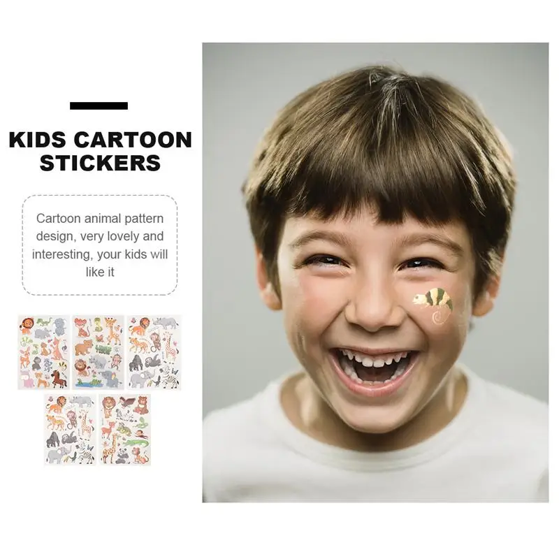 5 шт мультфильм животных татуировки Стикеры переводятся с помощью воды Бумага