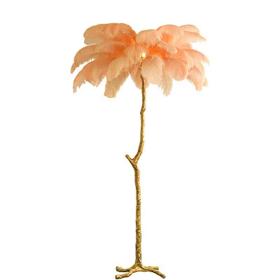 North Европейский легкий Роскошная медная Напольная Лампа с перьями для гостиной