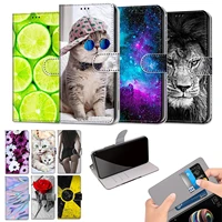 flip leather case for honor 10 lite 20 6a 7x 8a 8x 9a 9x 10x 6c pro 7c 7s 8s 9s 7a 9i holder card slots stand cat animal flower