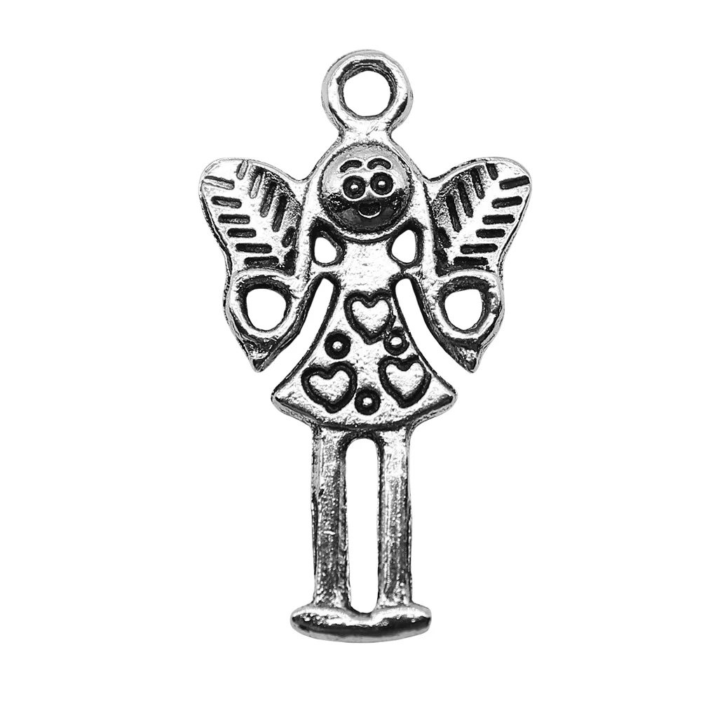 

10pcs Wholesale Jewelry Accessories Pendant Caring Angel Elf Charms 14x25mm Antique Silver Color