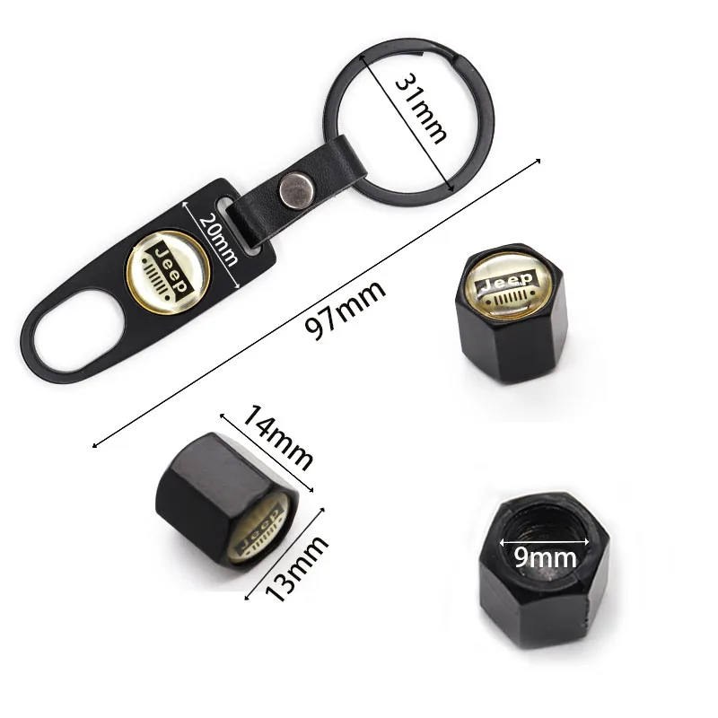 

Car parts 4 car tire valve caps car dust caps and small wrenches can be used as key rings at the same time suitable for Jeep-