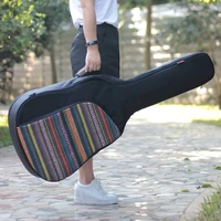 40 41 inch folk style knitted acoustic gig bag guitar case double straps pad cotton thickening soft cover waterproof backpack