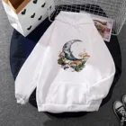 Женская толстовка с капюшоном с принтом в виде грибов, повседневный Свободный пуловер с круглым вырезом и карманами, Осенние блузки, белые топы, туника, толстовки