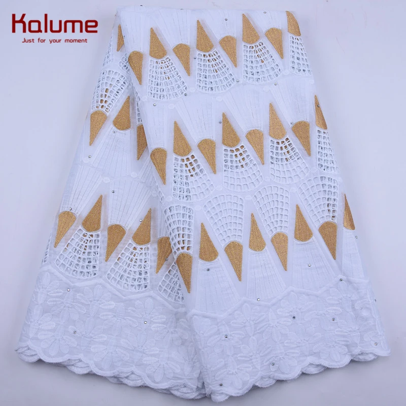 Kalume 2020 High Quality African Lace Fabric Stones Nigerian Swiss Cotton In Switzerland Holes Design For DressF1918 | Дом и сад