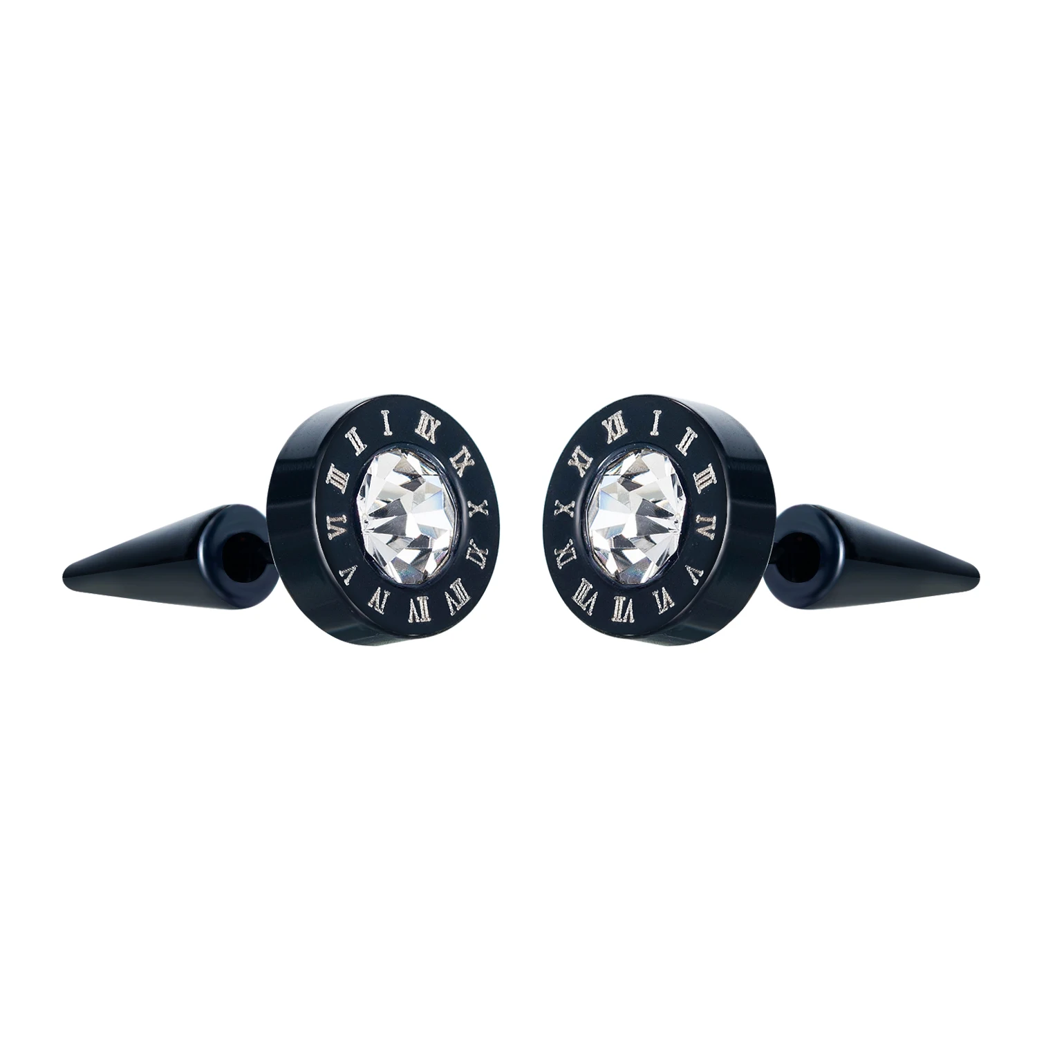 

2020 New Fashion Men Rome NO. Crystal Stud Earrings Black Korean Charm Fashion Jewelry OPK Screw-back GE594