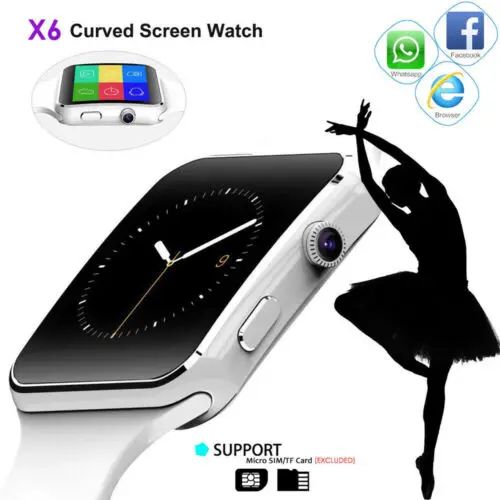 X6 изогнутый экран Bluetooth Smartwatch TF SIM Камера для мужчин и женщин Смарт часы Android IOS iPhone