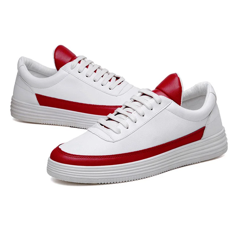 Мужские кроссовки из мягкой кожи повседневные на плоской подошве белые черные