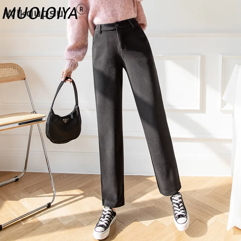 

Брюки женские офисные однотонные, модные деловые элегантные брюки в Корейском стиле, прямые Костюмные брюки с высокой талией, весна-осень-з...