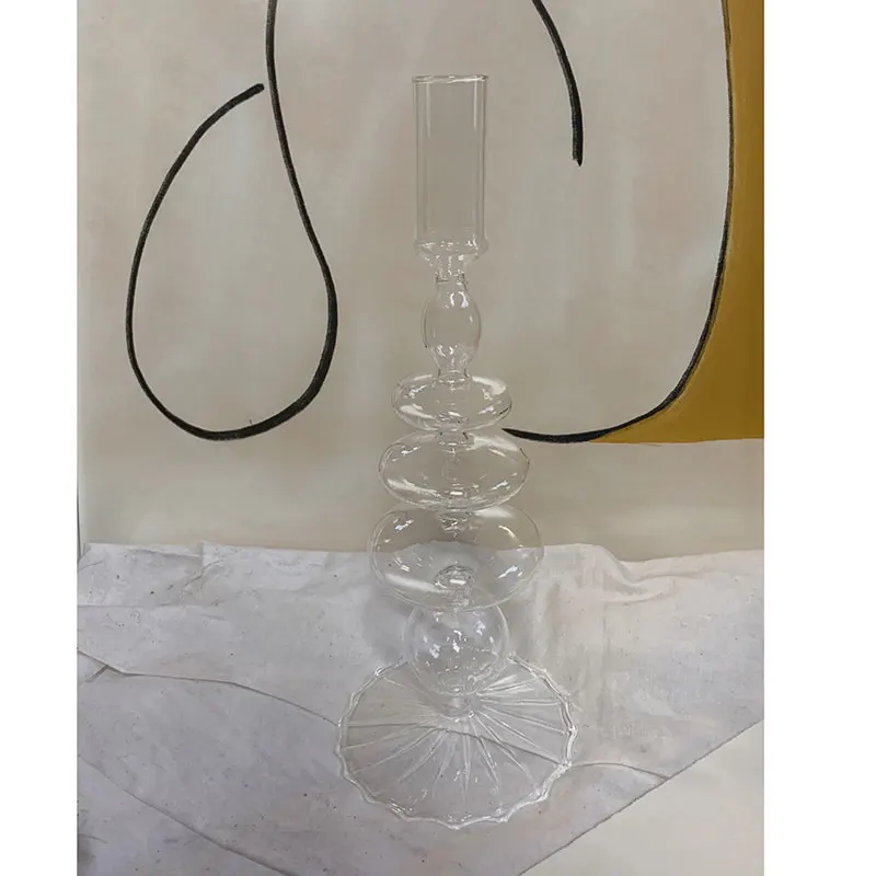 B CLEAR 1 шт Столб Подсвечники, подсвечники из прозрачного стекла, украшение для украшения дома - Цвет: B CLEAR