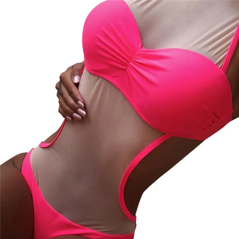 Новинка 2020 сексуальный сетчатый прозрачный Цельный купальник женский пуш-ап